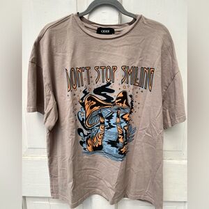 Tan oversized graphic tee